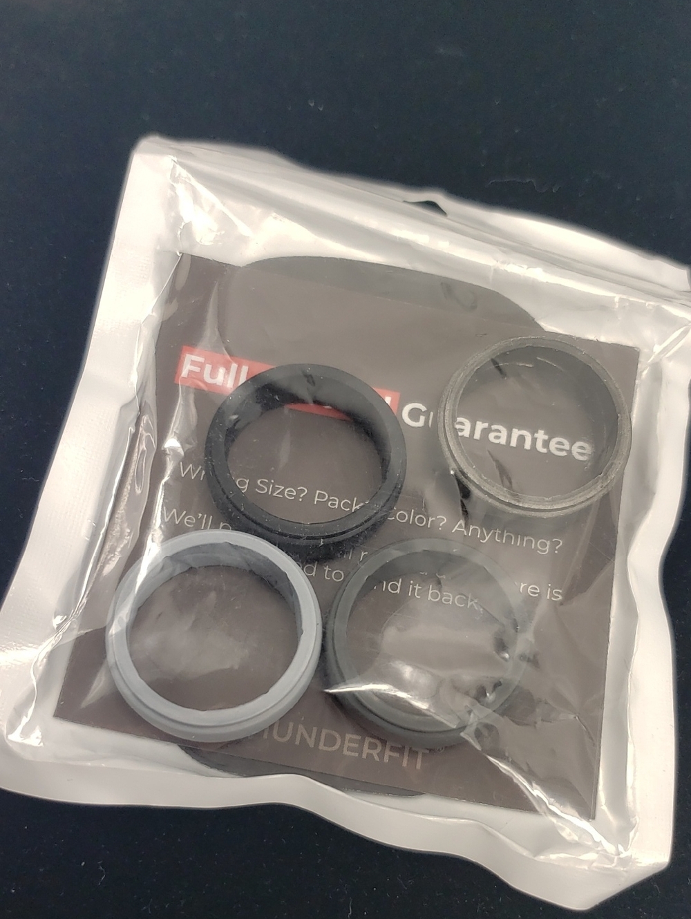 Thunderfit Black and Gray Silicone Rings set   of 4 size 12 NWT